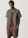 Tropical Embroidered Cuban Collar Linen Blend Shirt