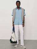 Casual Contrast Embroidery Lyocell-Linen Blend Shirt