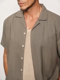 Vacation Casual Hidden Placket Linen Blend Shirt