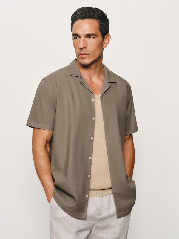 Vacation Casual Hidden Placket Linen Blend Shirt