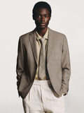 Classic Textured Sheep Wool Blend Blazer