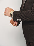 Elevated Leather-Collar Wool Blend Knit Blazer