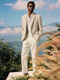 Elevated Leather-Collar Wool Blend Knit Blazer