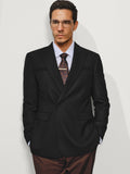 Casual Peak-Lapel One-Button Wool Blend Blazer