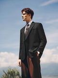 Casual Peak-Lapel One-Button Wool Blend Blazer