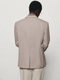 Casual Peak-Lapel One-Button Wool Blend Blazer