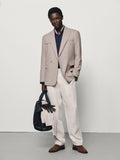 Casual Peak-Lapel One-Button Wool Blend Blazer