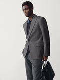Tailored Fully-Lined Peak-Lapel Wool Blend Blazer