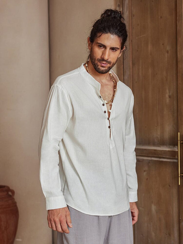 Soft Touch Linen Blend Shirt Shirts coofandystore White M 