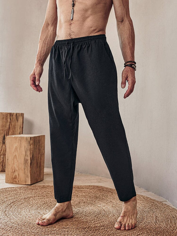 Breathable Linen Blend Pants Pants coofandystore Black M 