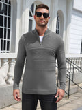 Quarter Zip Casual Knit Mock Neck Pullover Sweater (US Only)