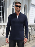 Quarter Zip Casual Knit Mock Neck Pullover Sweater (US Only)
