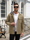 Detachable Hooded Cargo Shacket Button Down Jacket (US Only)