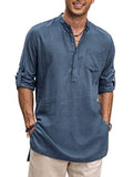 Linen Henley Long Sleeve Shirts with Pocket (US Only) Shirts Coofandy&
