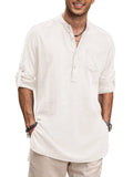Linen Henley Long Sleeve Shirts with Pocket (US Only) Shirts Coofandy&