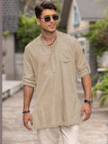 Linen Henley Long Sleeve Shirts with Pocket (US Only) Shirts Coofandy&