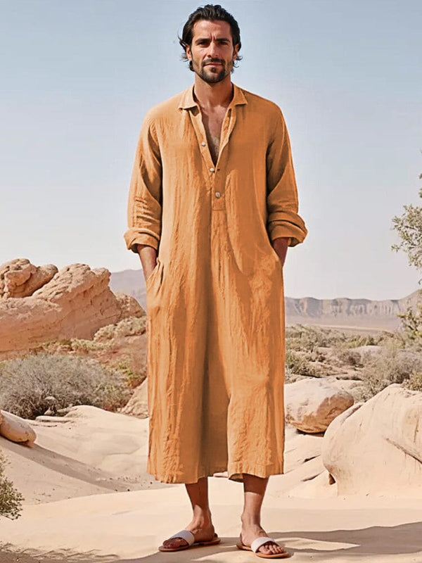 Classic Loose 100% Cotton Robe Shirt Shirts coofandy Brown M 