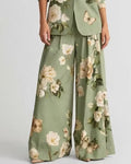 Vintage Floral Print Blazer And Wide Leg Pants Set