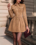 Fall Fashion Faux Velvet Pleated Mini Dress