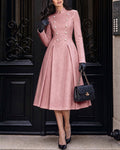 Urban Casual Stand Collar Double-breasted A-Line Coat