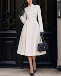 Urban Casual Stand Collar Double-breasted A-Line Coat