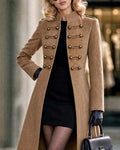 Structured Double-faced Tweed Row Button Long Coat