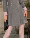 Contrast Shawl Collar Double Breasted A-Line Mini Dress