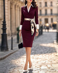 Contrast Double Collar Tailored Sheath Dress
