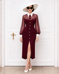 Retro Heritage Grace Sheer Sleeve Midi Dress