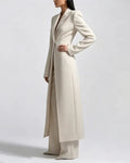 Long Split Tailored Blazer And Wide Leg Pants Suit Set