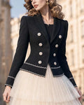 Vintage Double-Breasted Pearl Button Cinched Peplum Blazer