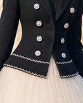 Vintage Double-Breasted Pearl Button Cinched Peplum Blazer