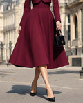 Vintage Two-Piece Cropped Jacket and Flared A-Line Midi Dress Set