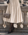 Velvet Scoop Neck Fit-and-Flare Midi Dress