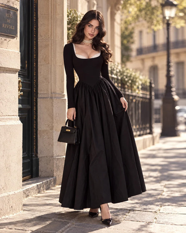 Pure Cotton Square Neck A-Line Maxi Dress