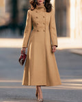 Versatile Double-Breasted A-Line Midi Coat