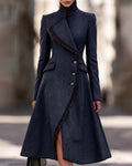 Modern Fashion Asymmetric Lapel A-Line Long Coat