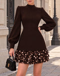 Modern Puff Sleeves Sequin Hem Mini Dress
