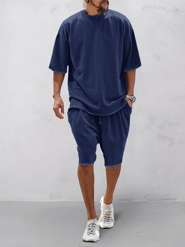 Casual Loose Fit Solid Sports Sets