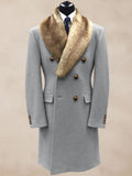 Stylish Double-Breasted Tweed Coat Coat coofandy Gray M 