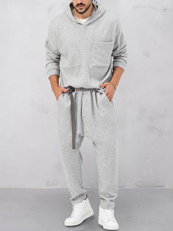 Casual Loose Athleisure Hoodie Set Sets coofandy Grey M 