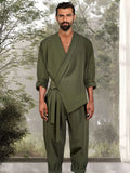 Stylish Slant Placket 2-Piece Set Sets coofandy 