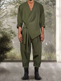 Stylish Slant Placket 2-Piece Set Sets coofandy 
