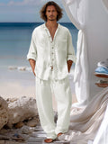 Casual Breathable 2-Piece Shirt Set Sets coofandy White M 