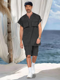 Stylish Loose Fit Shorts Set Sets coofandy Black M 