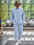 Comfy 100% Cotton Shirt Set Sets coofandy Blue M 