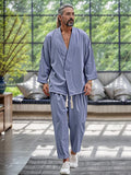 Leisure Soft Shirt Pants Set Sets coofandy Blue M 