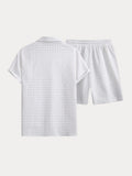 Leisure Textured 2-Piece Shirt Outfits Sets coofandy 