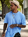 Casual Relaxed Fit Basic T-Shirt T-shirt coofandy Blue M 