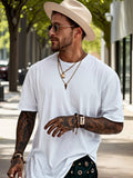 Casual Relaxed Fit Basic T-Shirt T-shirt coofandy White M 